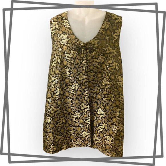 The Planet M Elegant Chinese Vest with Golden Dragon Embroidery - Picture 2 of 9